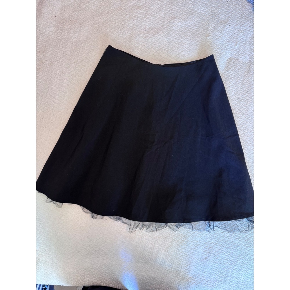 My Michelle Black A-Line Mini Skirt with Tulle Mesh Trim Hem Size 7